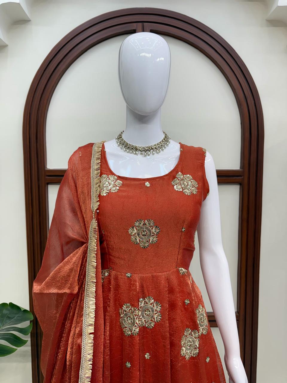 Effortless charm anarkali 3 pieces set