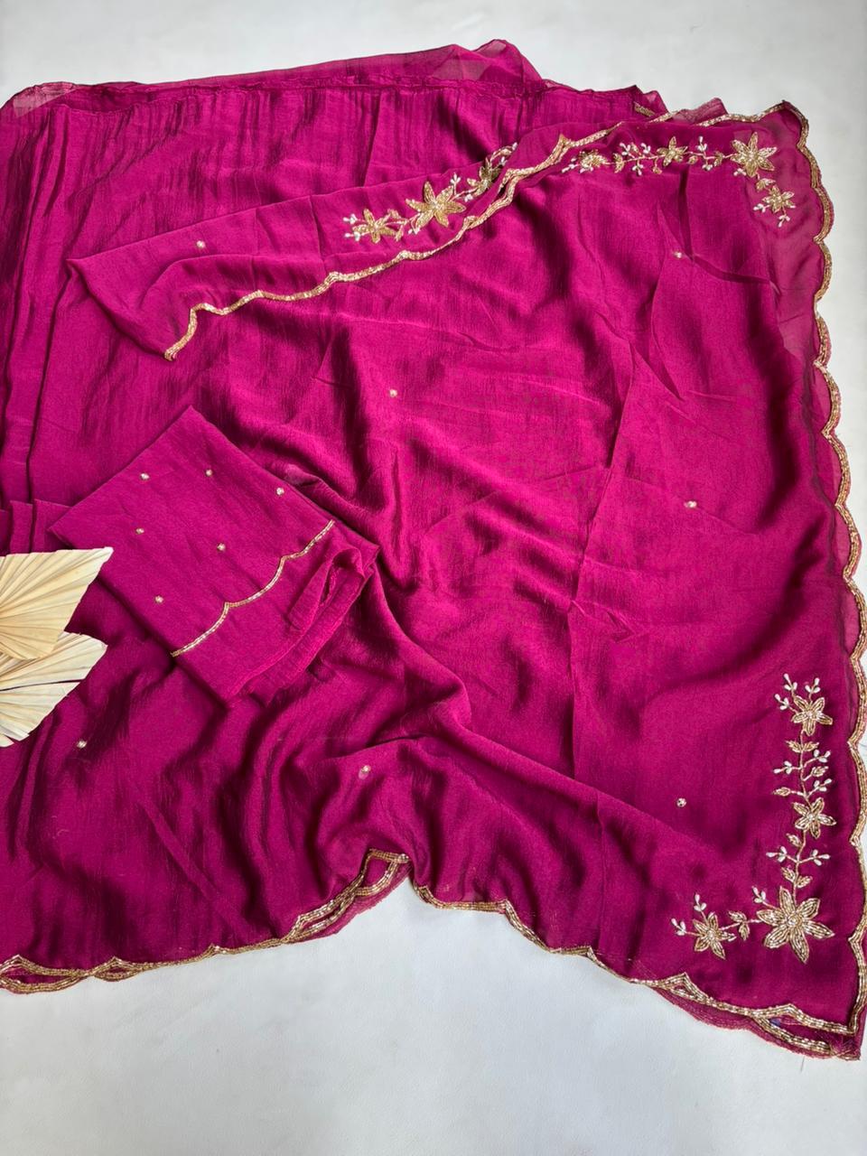 Soft Trend rangoli crush saree with  stitched blouse