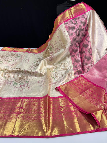 Banarasi Tiuuse Hand painted Classic sarees