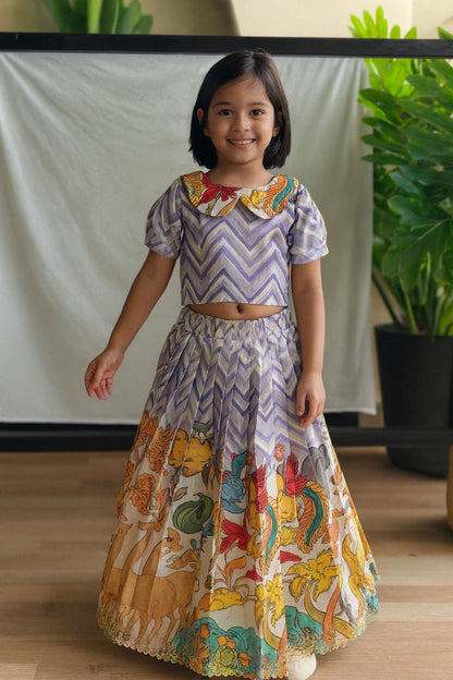 Tussar silk Kalamkari Kids Crop top 🫶🏻