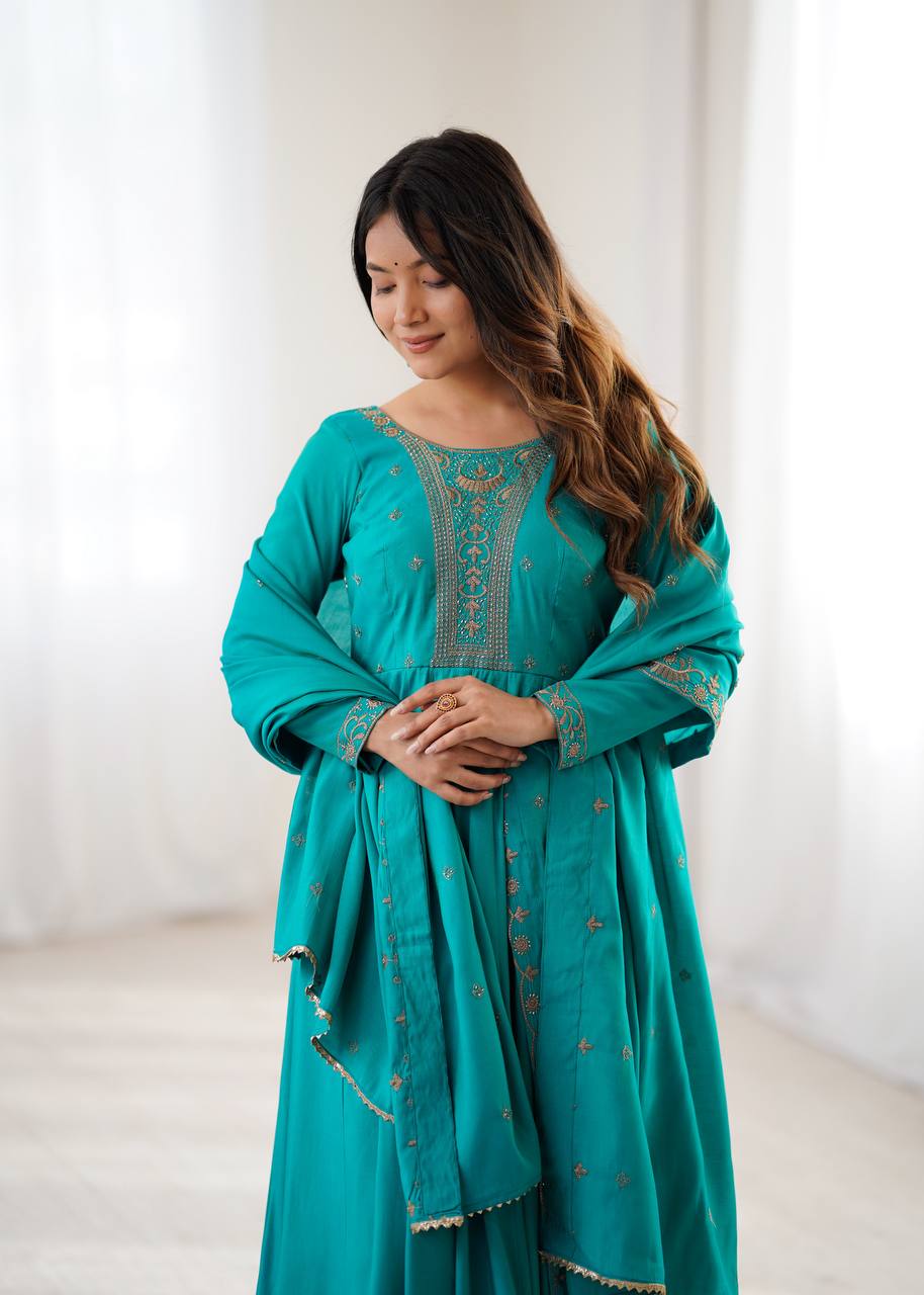 Wedding special Anarkali  Chanderi silk