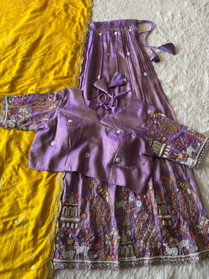 Jungle theme designer beads embroidered work lehenga