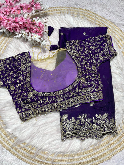 Fendy Sattin silk saree with Desginer stitched blouse