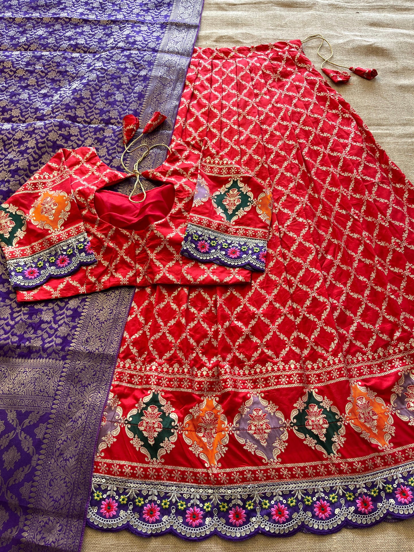 Silk Lehenga with stiched blouse