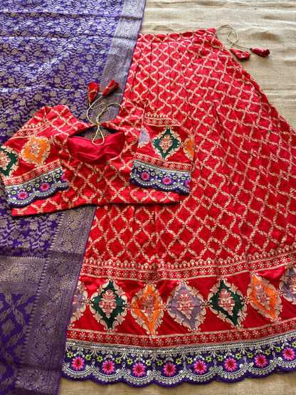Silk Lehenga with stiched blouse