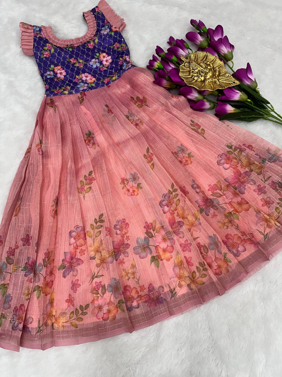 Kids gown fabric  full stitched