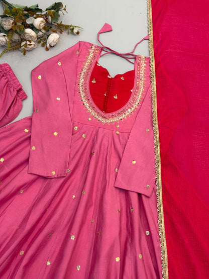 Anarkali 3 piece embroidered office set