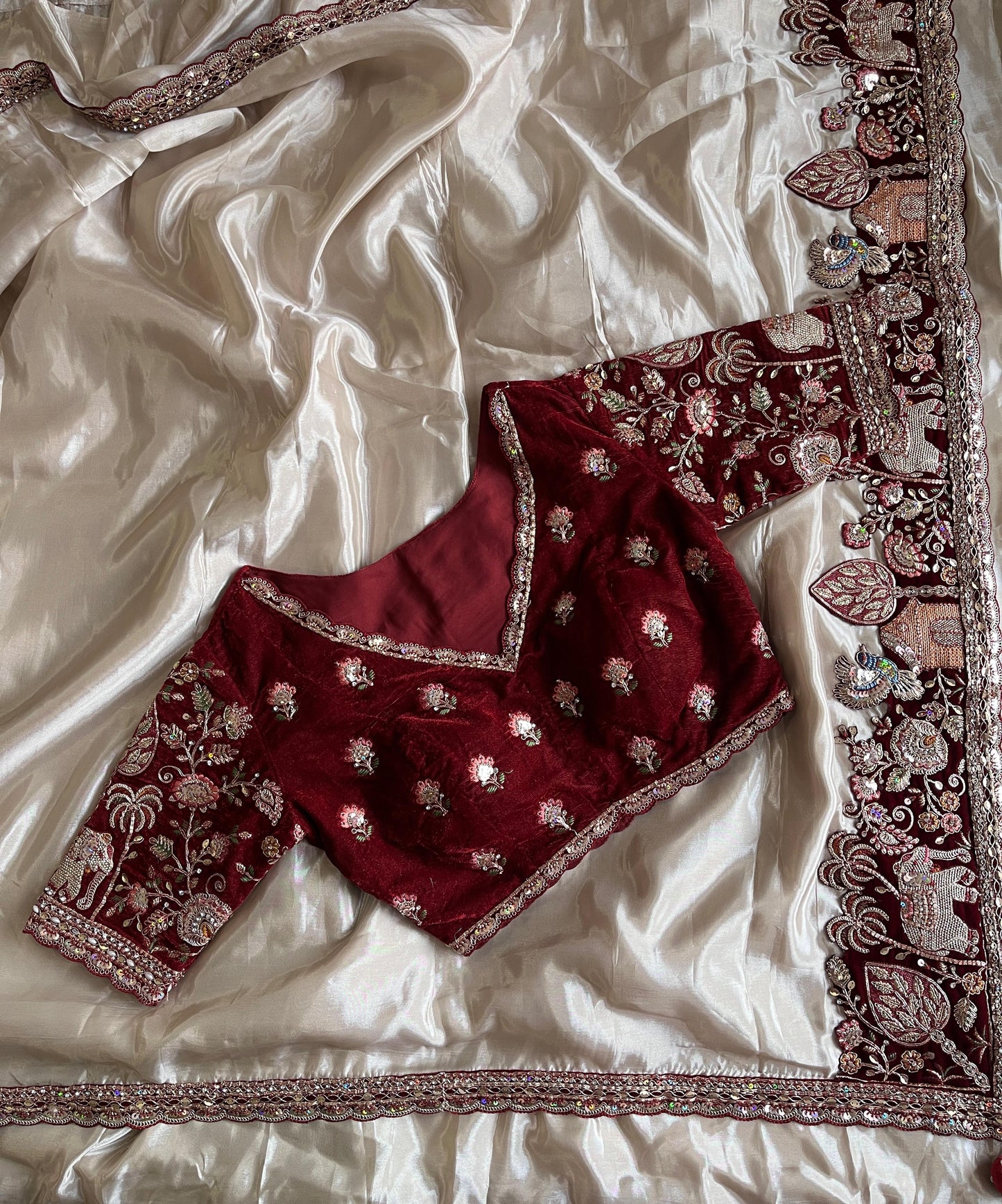 Luxe Pure Uppada coding work Stitched Saree with blouse