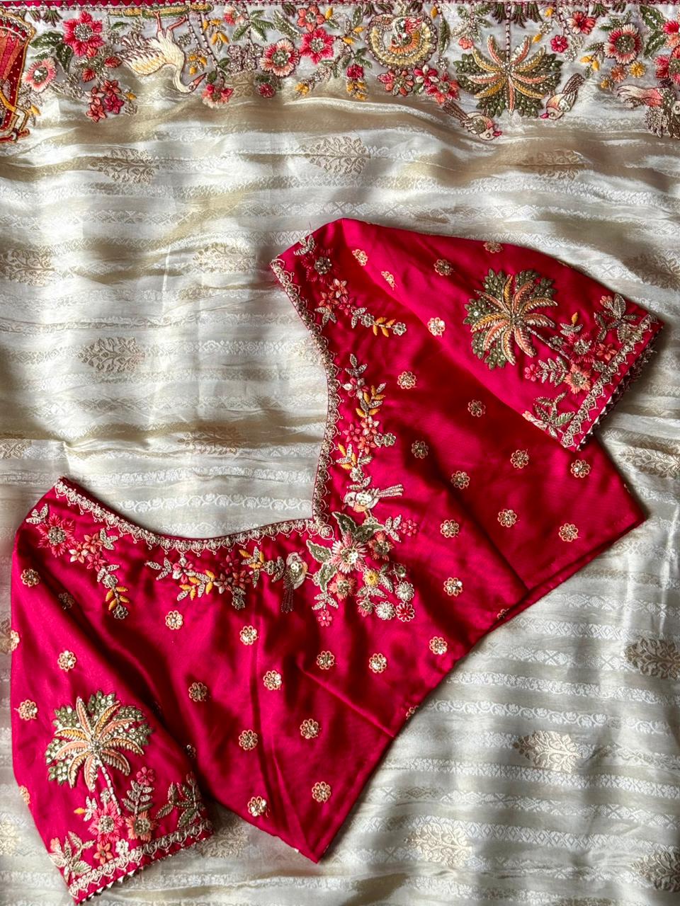 Dola silk Multi Colour Banjarasaree with stitched blouse luxe