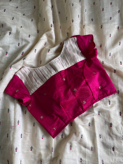 Chanderi saree with Designer stitched blouse