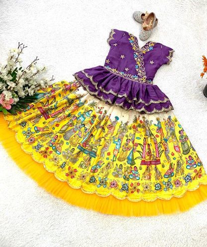Semi Kalmkari print  kids  crop top sets
