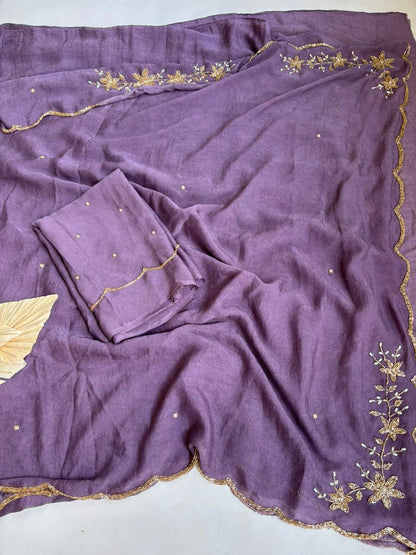 Soft Trend rangoli crush saree with  stitched blouse