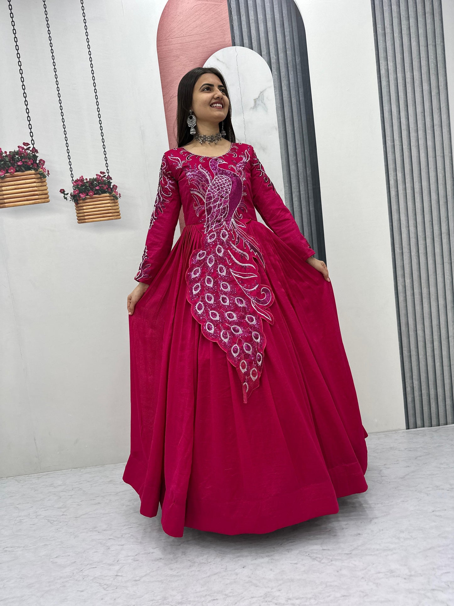 Big boss tanuja peacock long gown