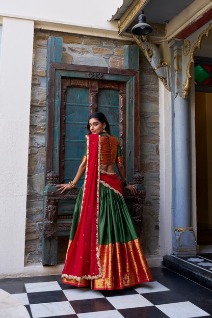 South Indian style narayan pattu lehenga set