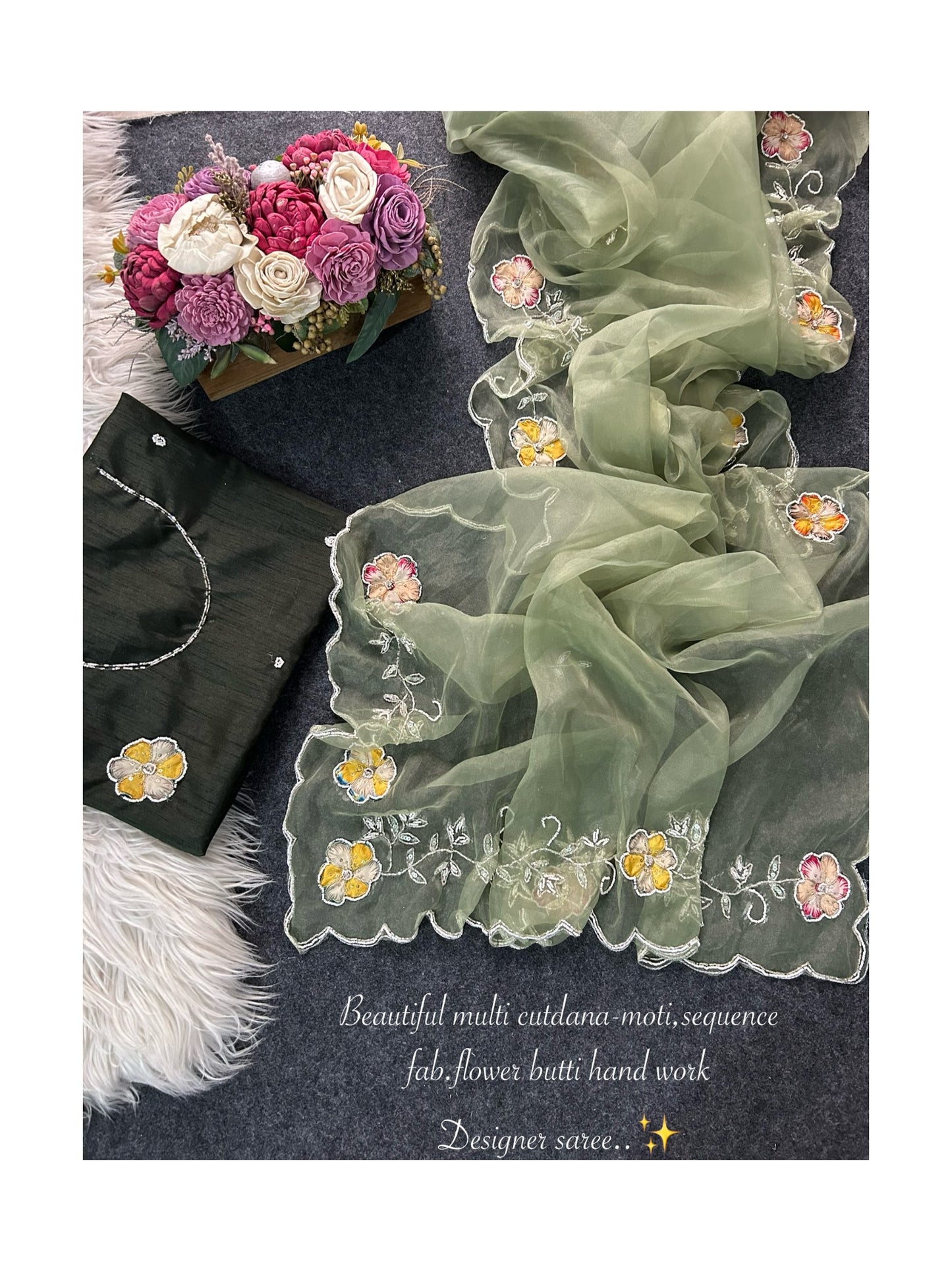 Crafted  saree in new premium softness fairy fabric for that silky, graceful drape.