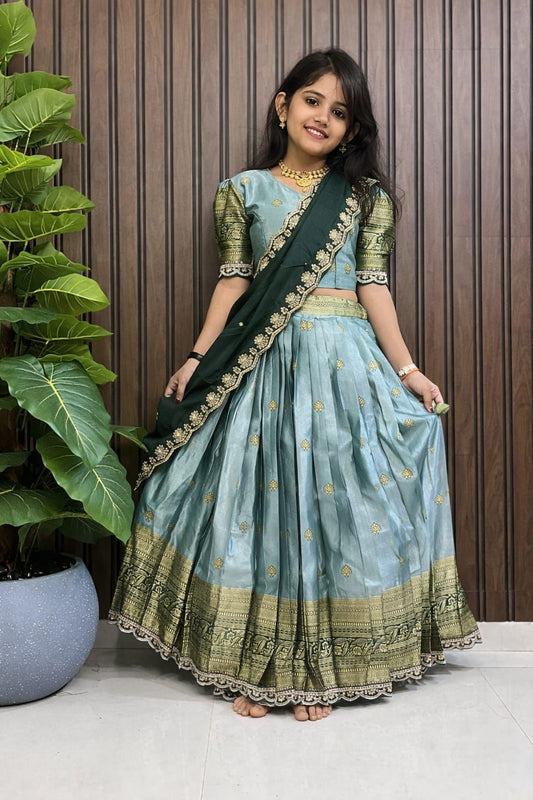 Kids cute Ugadi special tradition lehenga set