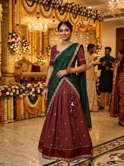 Viscose Georgette checks Designer lehenga