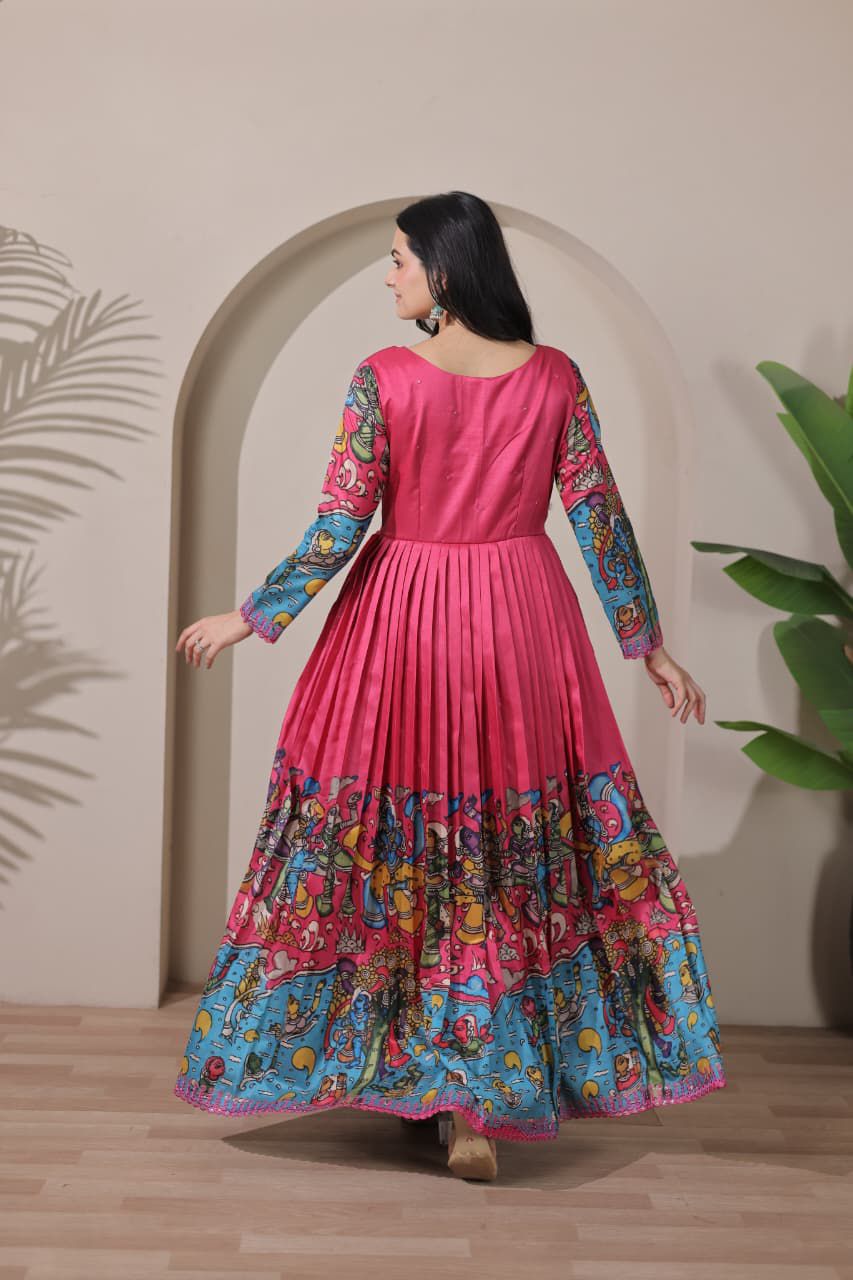 Elegant  PenKalamkari  Desginer Long Anarkali gowns