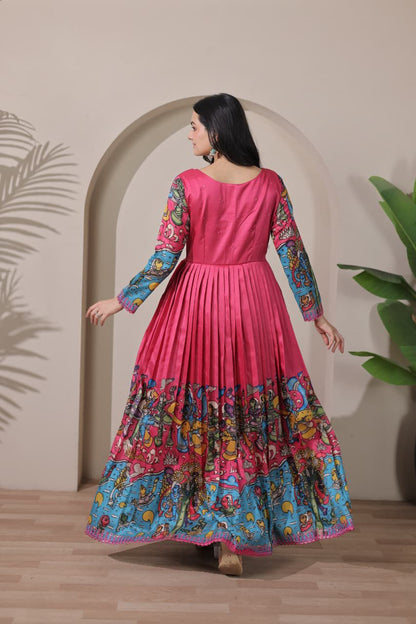 Elegant  PenKalamkari  Desginer Long Anarkali gowns