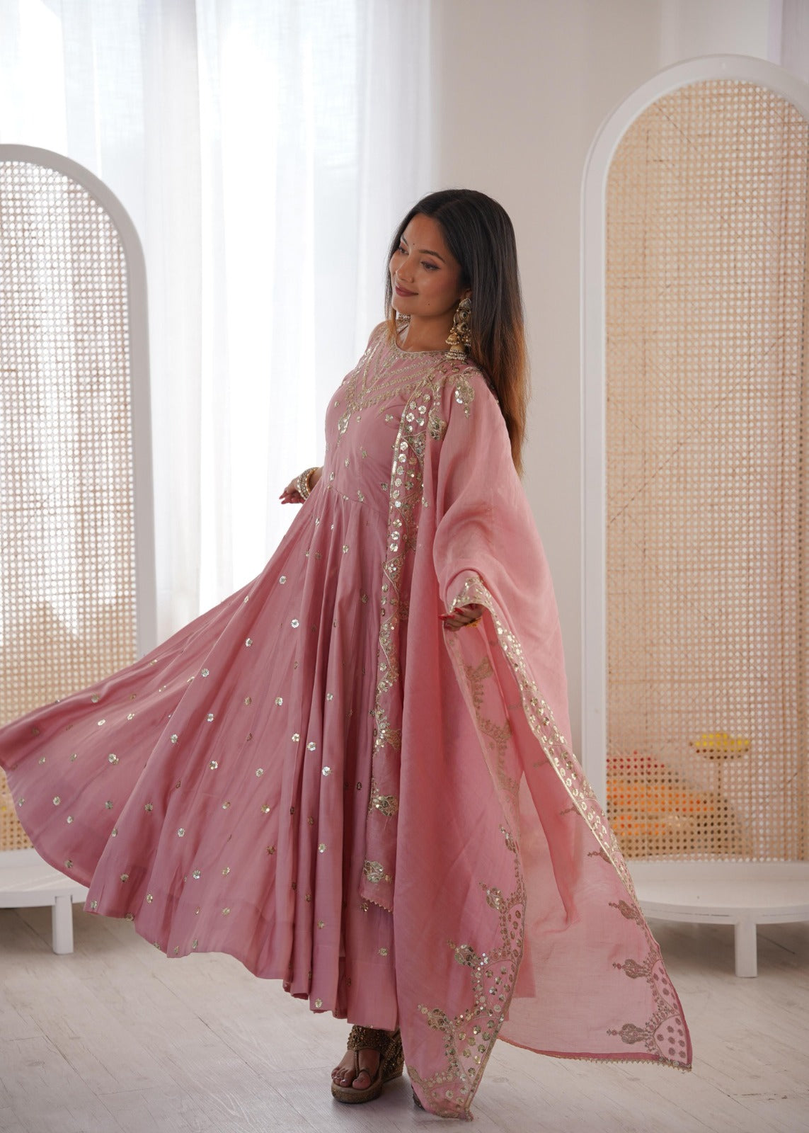 Party wear Anarkali gown with embroidered work