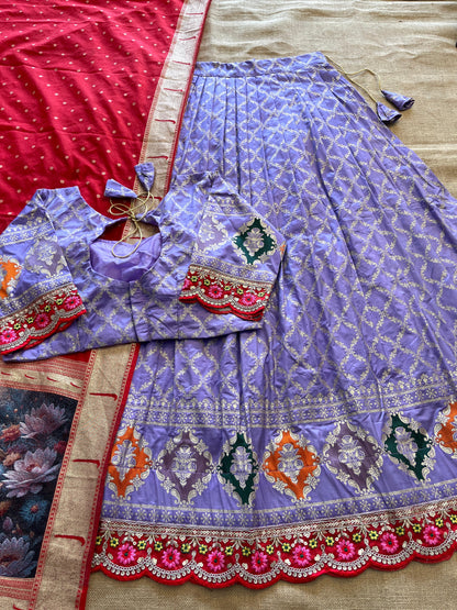 Silk Lehenga with stiched blouse