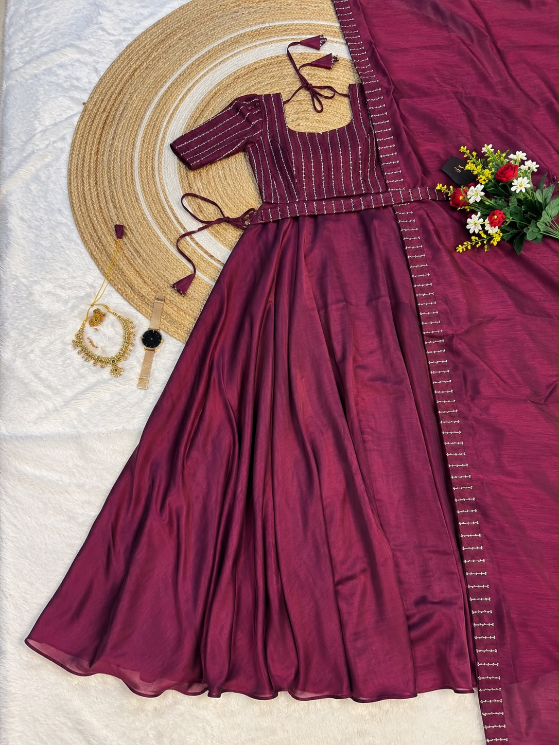 party wear draping style cafe gown