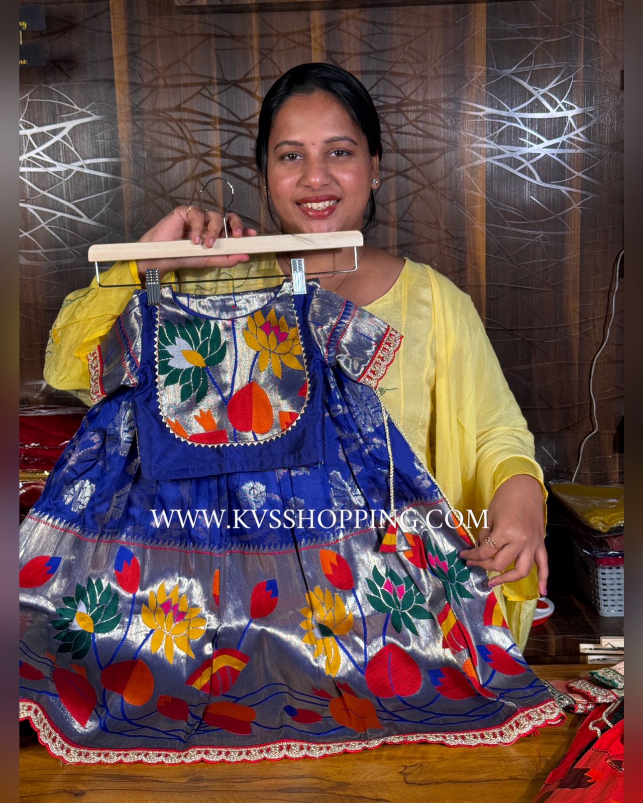 Kids cute wear  penal work Paithani skirt+top sets