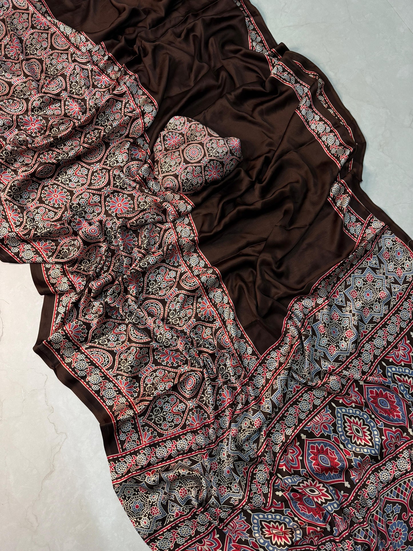 New AJRAKH saree satin silk