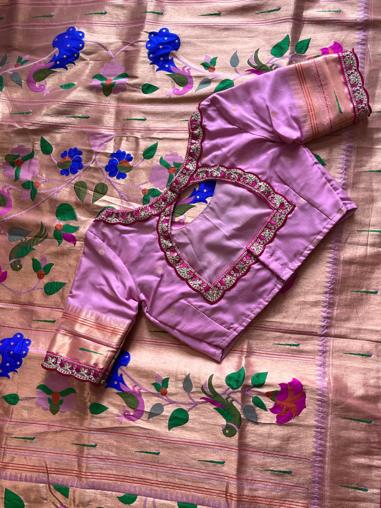 Banarasi pattu saree with paithani weaving saree with stitched blouse