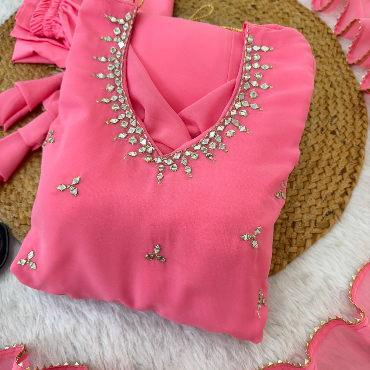 Georgette Gown with pant , Dupatta