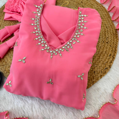 Georgette Gown with pant , Dupatta