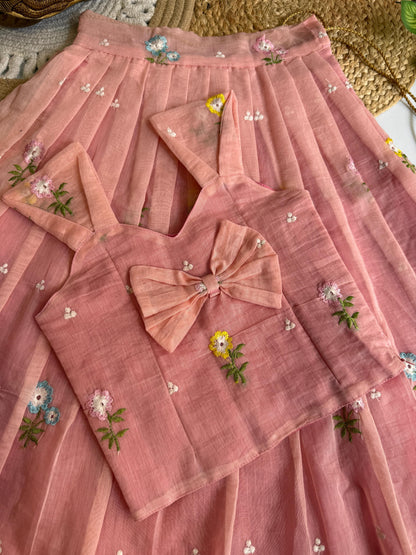 Kids Mul Chanderi embroidery cotton cut flower sets