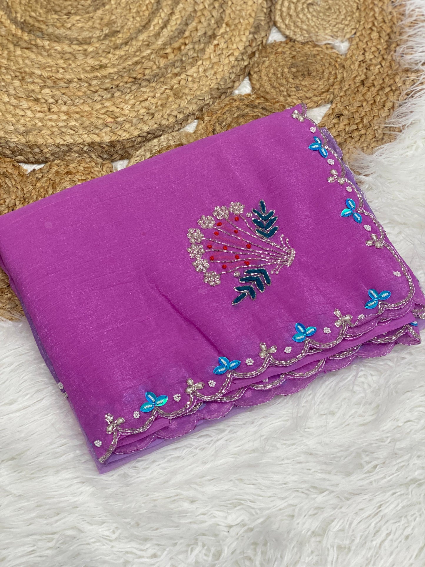 Crunchy silk trendy look party wear saree