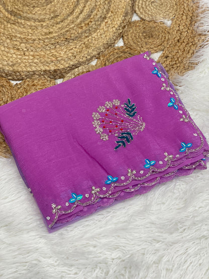 Crunchy silk trendy look party wear saree