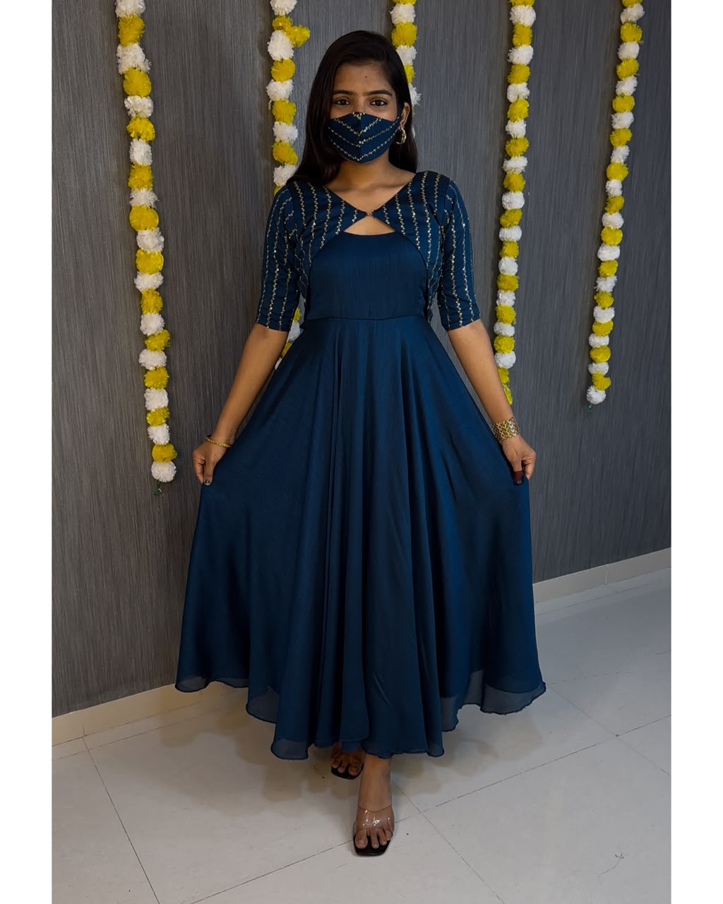 Gown +Coat Cafe style 3 in one model Beads gown