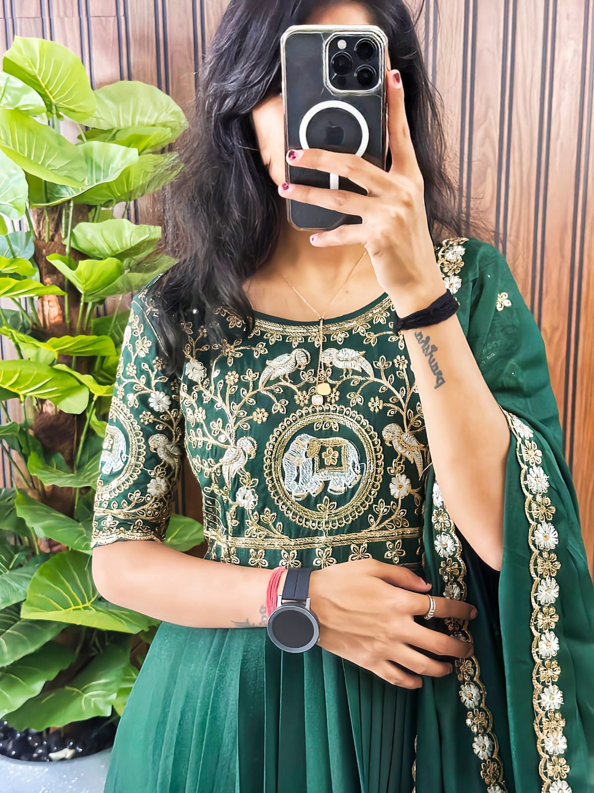 Heavy embroidery work Gown with  duppata