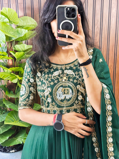 Heavy embroidery work Gown with  duppata