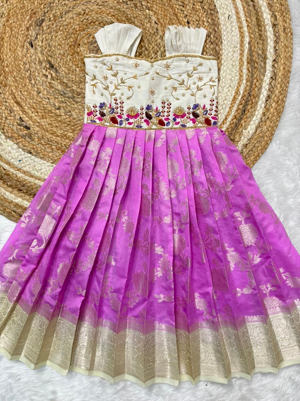 Indo western style kids maggam work gowns
