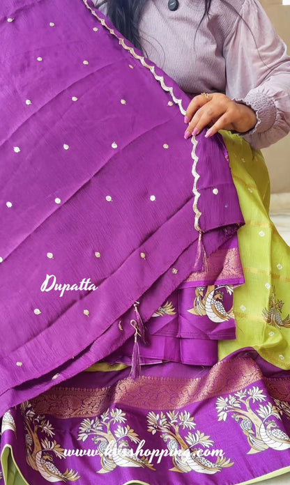 Ugadi special Dola silk Bandhini lehenga set