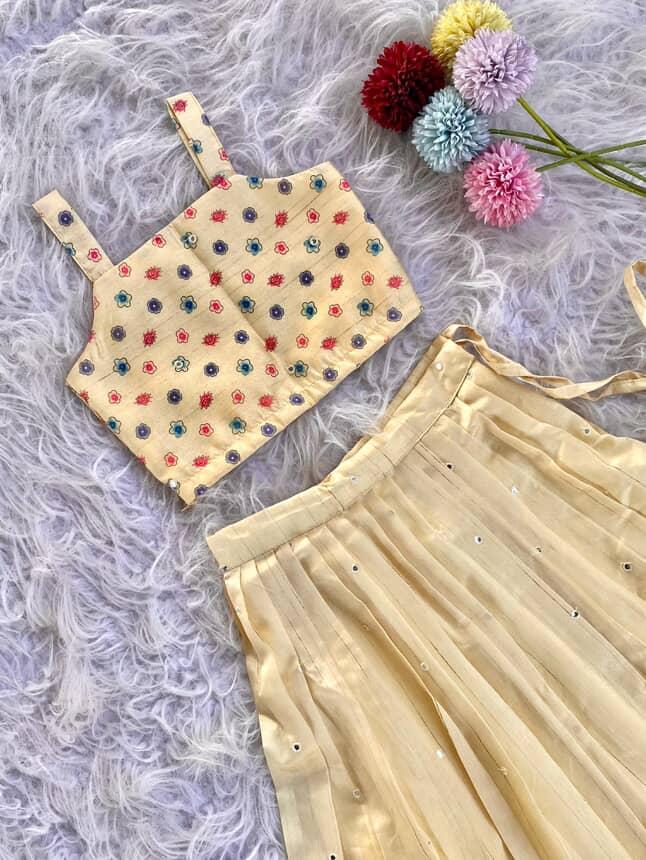 Floral Motifs kids Embroidered Gowns