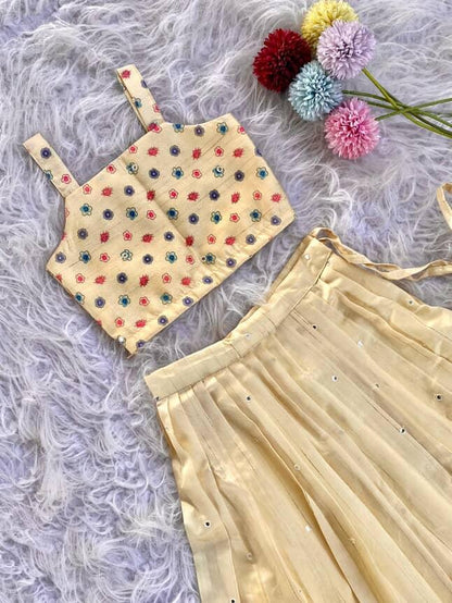 Floral Motifs kids Embroidered Gowns