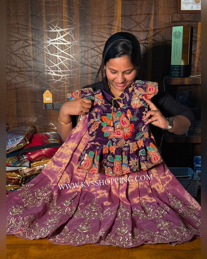 Kids south tissue soft cute crop top style lehenga