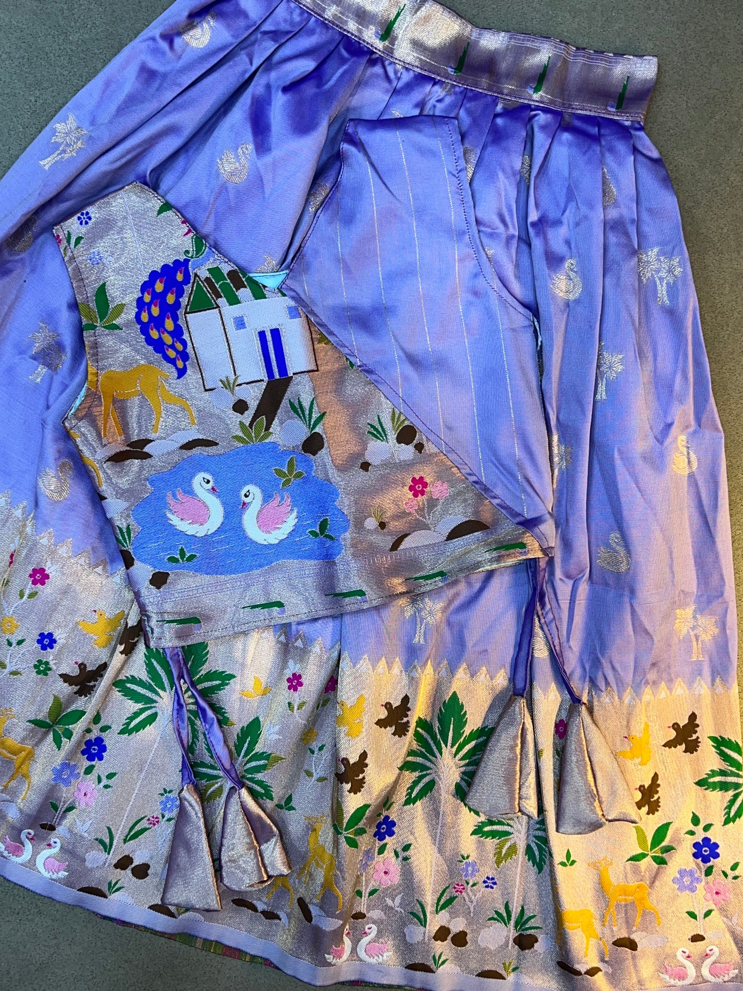 Paithani weaving kids Jungle model lehenga