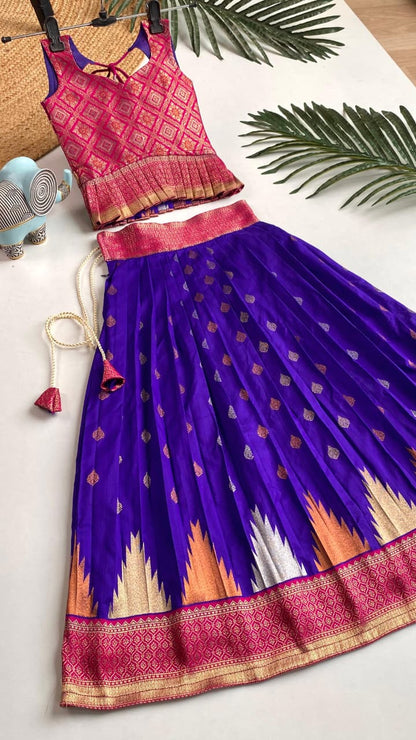Kids cute pattu colourful panel work sets
