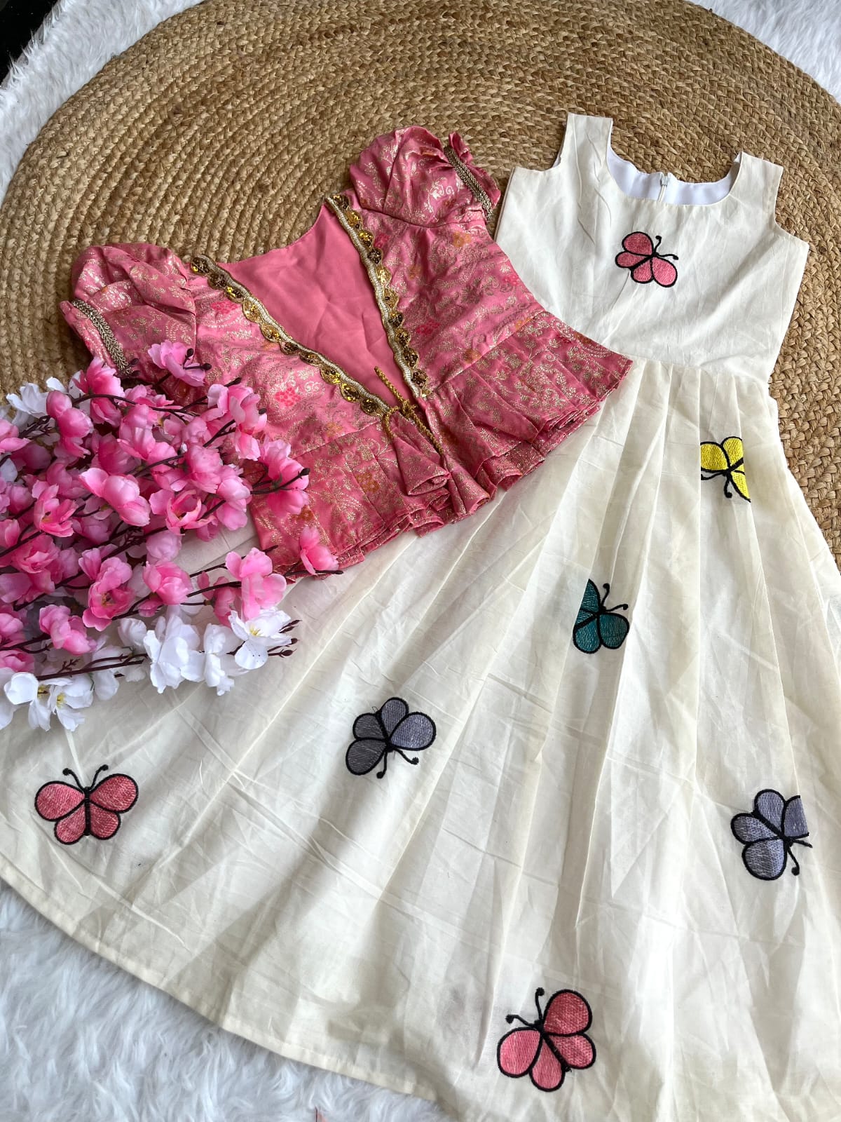 Kids Khadi cotton butterfly gown