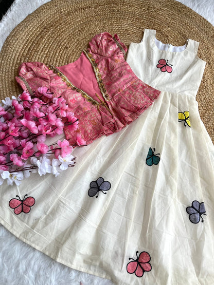 Kids Khadi cotton butterfly gown