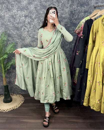 Kalayani Anarkali Mul Chanderi gowns
