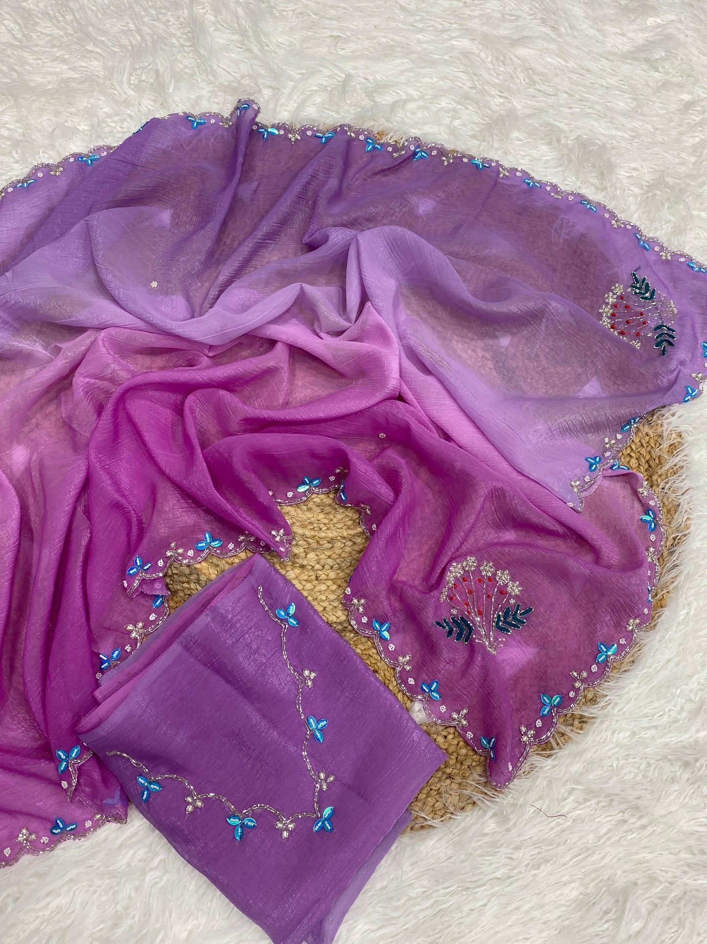 Crunchy silk trendy look party wear saree