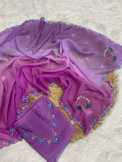 Crunchy silk trendy look party wear saree