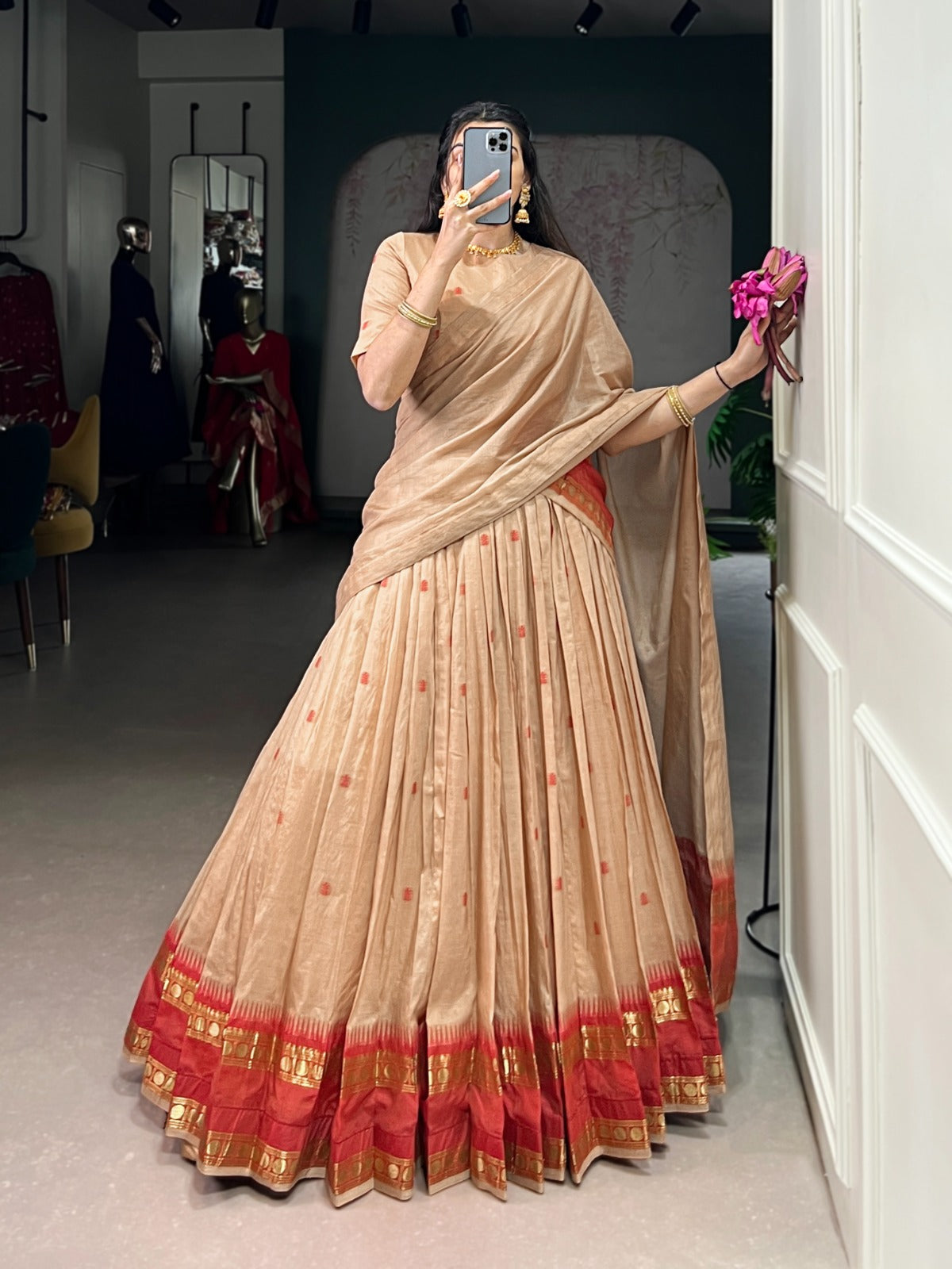 Diwali Pure Chanderi Zari
Lehenga